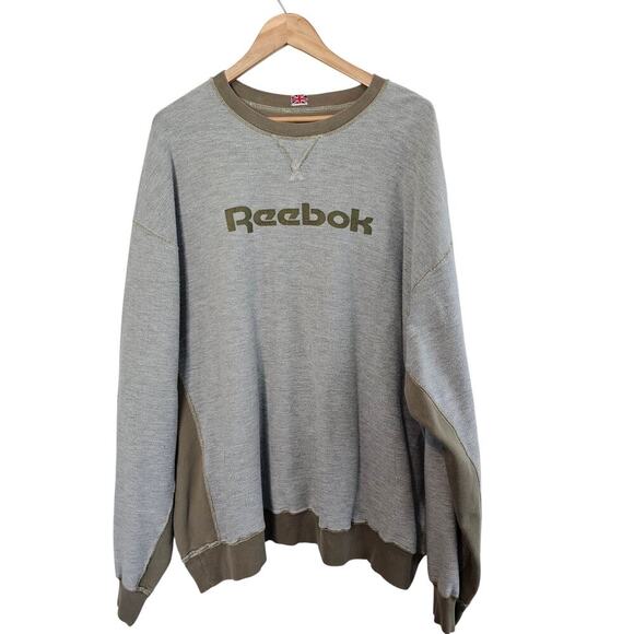 Vintage Reebok Sweatshirt Mens 3X Tan Gray Streetwear 90s Retro Skater Relaxed - Picture 1 of 9